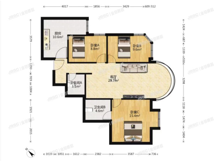丰台区 菜户营甲88号2A号楼1306室（鹏润家园）
