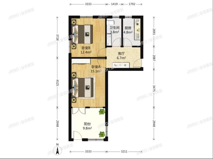朝阳区 惠新里6号楼2层2单元6室