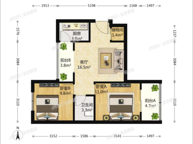 东城区 竹杆胡同9号楼1单元301室（朝内小区）