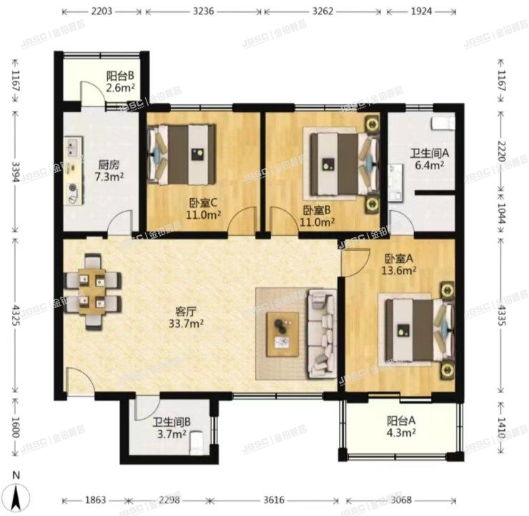 丰台区 富锦嘉园二区3号楼2单元104室