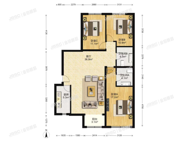 丰台区 晓月八里2号楼6单元1001室（沸城）