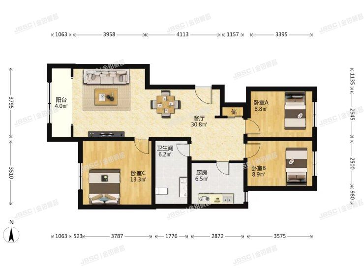 门头沟区 冯石环路10号院5号楼5单元201室（润西山苑）
