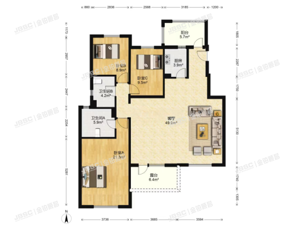 房山区 广阳中路1号院二区6号2单元202室（原香小镇）