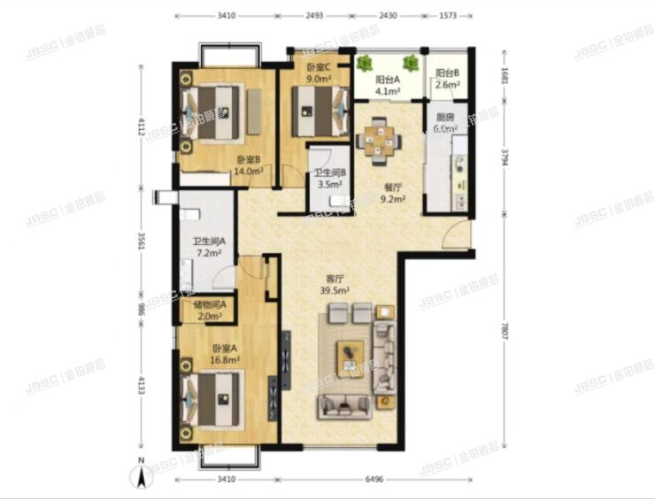 朝阳区 黄厂南里1号院5号楼8层2单元901室（富力又一城A区）