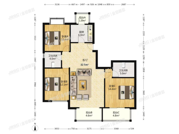 石景山区 京汉旭城家园2号楼5单元102室