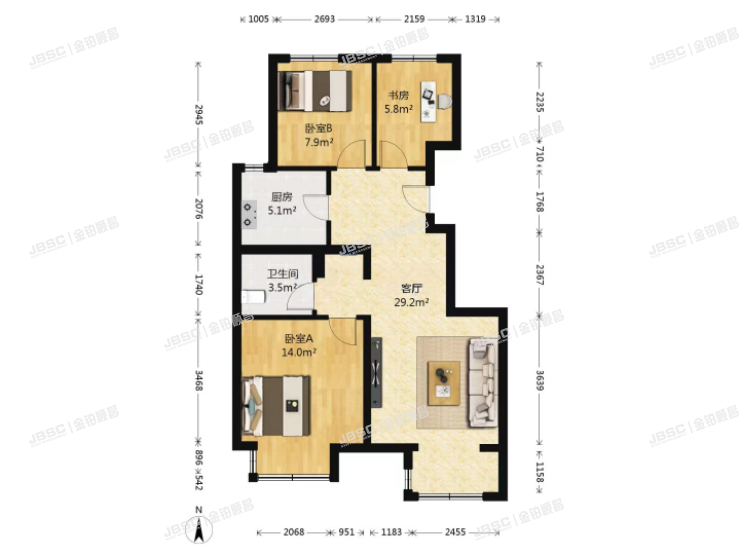 房山区 长政南街6号院三里8号2单元1502室（长阳国际城）