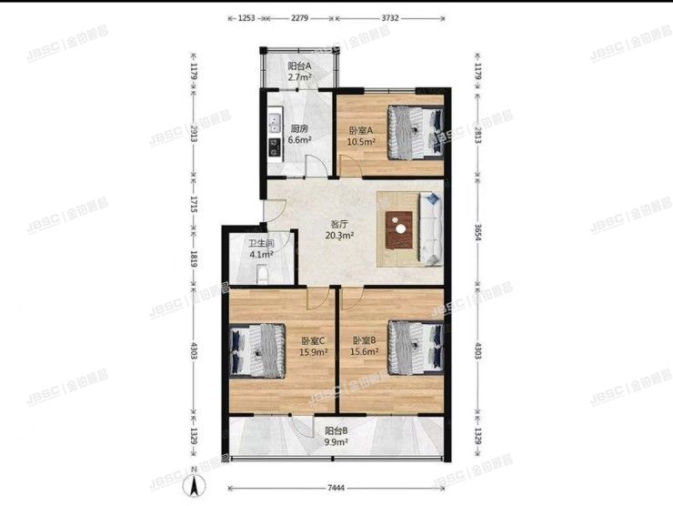 顺义区 滨河小区32号楼8单元601室