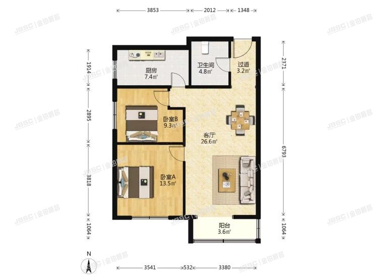 石景山区 金顶北路20号院7栋3单元304室（金顶阳光）