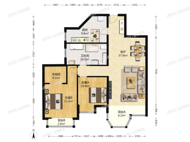 丰台区 青塔西路58号院19号楼1304室（珠江峰景）