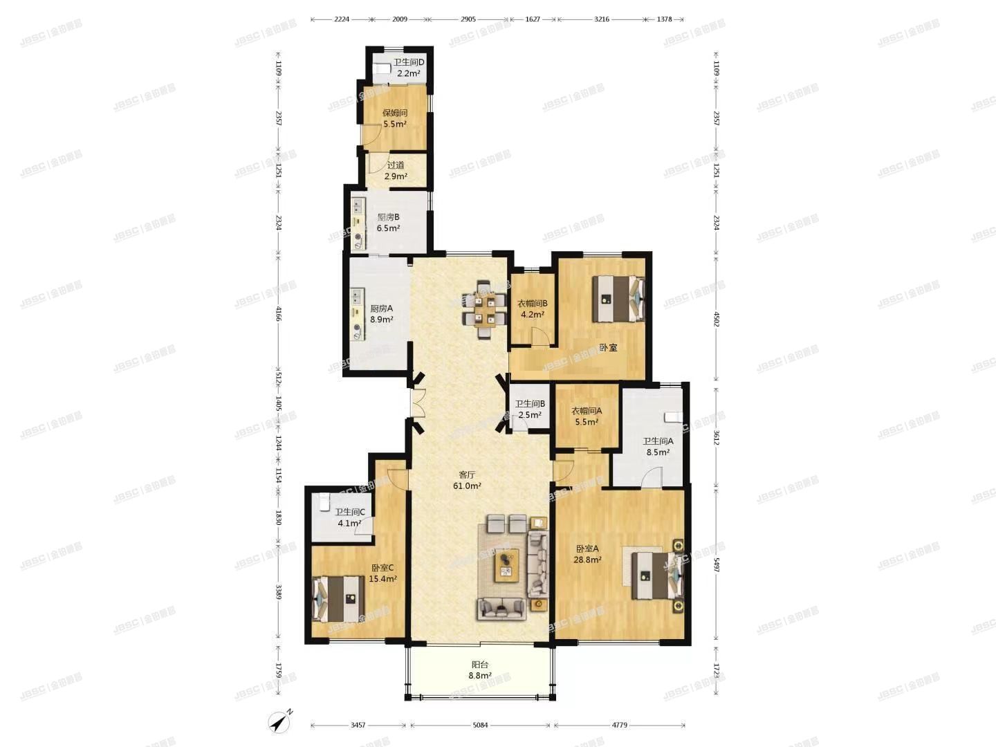朝阳区 清林东路2号院1号楼19层3单元2205、2206、2207室（万达大湖公馆）共3套