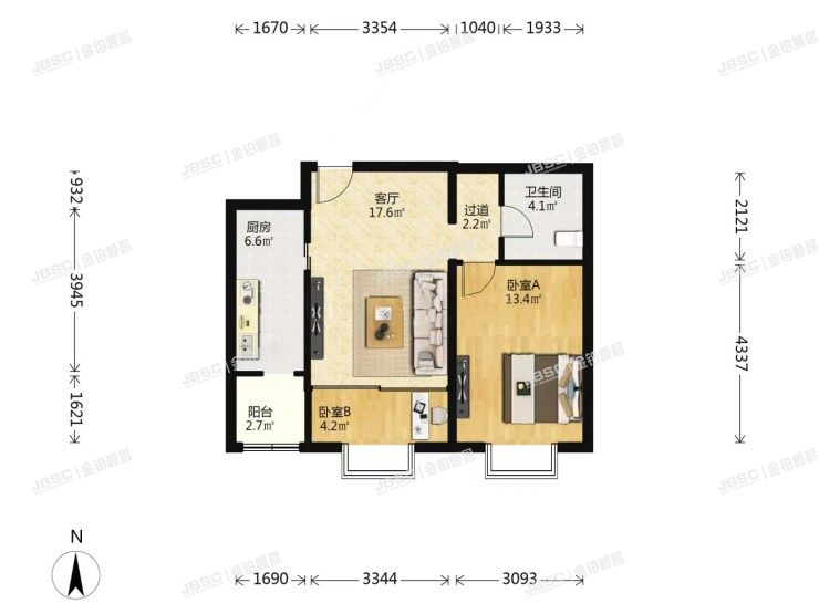 门头沟区 冯石环路6号院2号楼2单元203室（润景公馆）