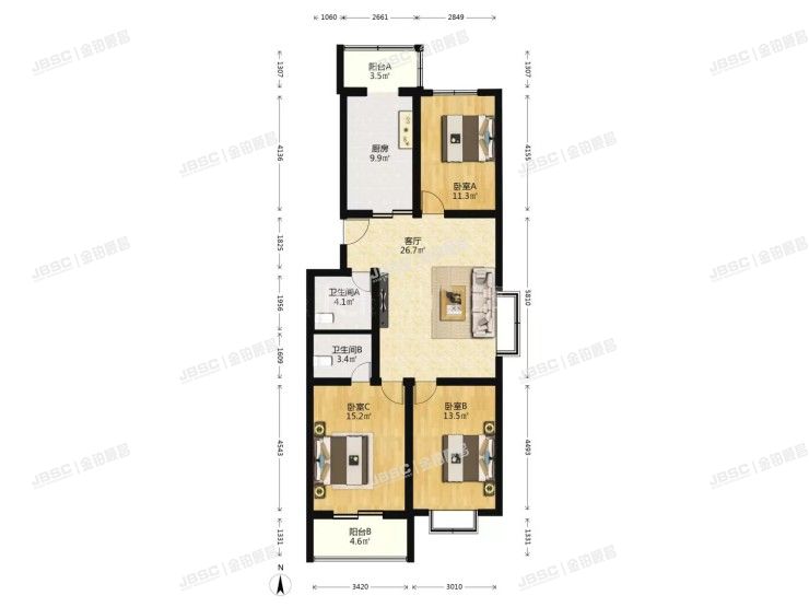 房山区 长虹西路泰通嘉园2号楼1单元301室（西兰岛）