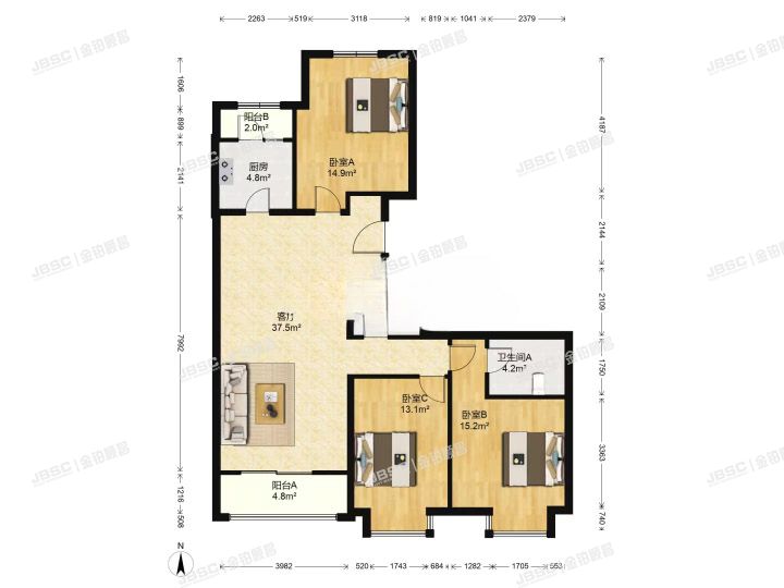 房山区 嘉州水郡128号1单元502室（加州水郡）