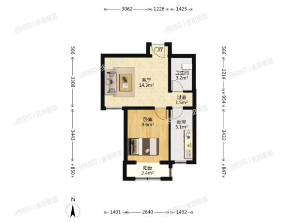 石景山区 燕提南路2号院7号楼1403室（金隅滨和园）