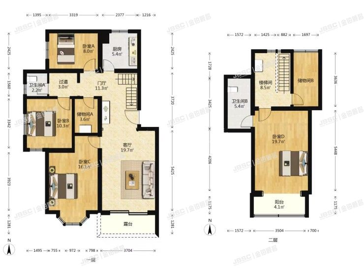 房山区 韩村河大自然新城-雅苑20号楼6层2-602，2-602跃层
