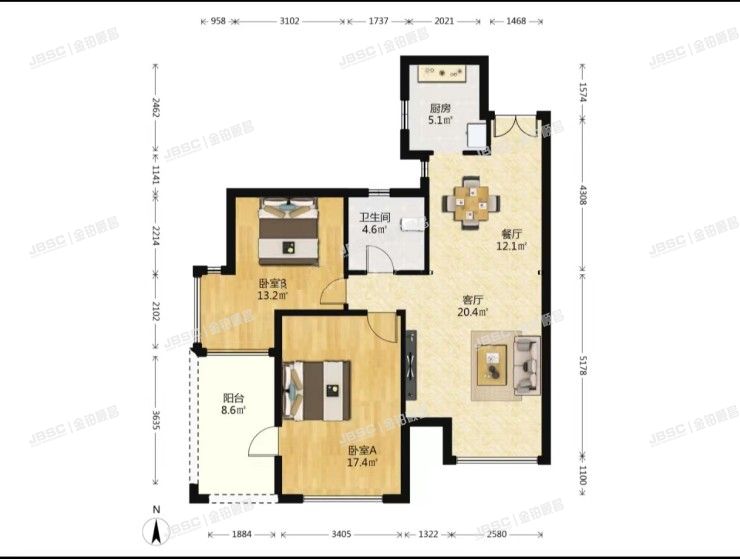 通州区 龙旺西里105号楼1单元803室（K2清水湾）