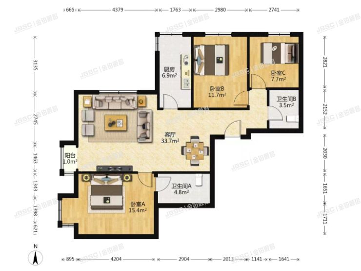 大兴区 兴华园48号楼2单元1505室（彩虹新城）