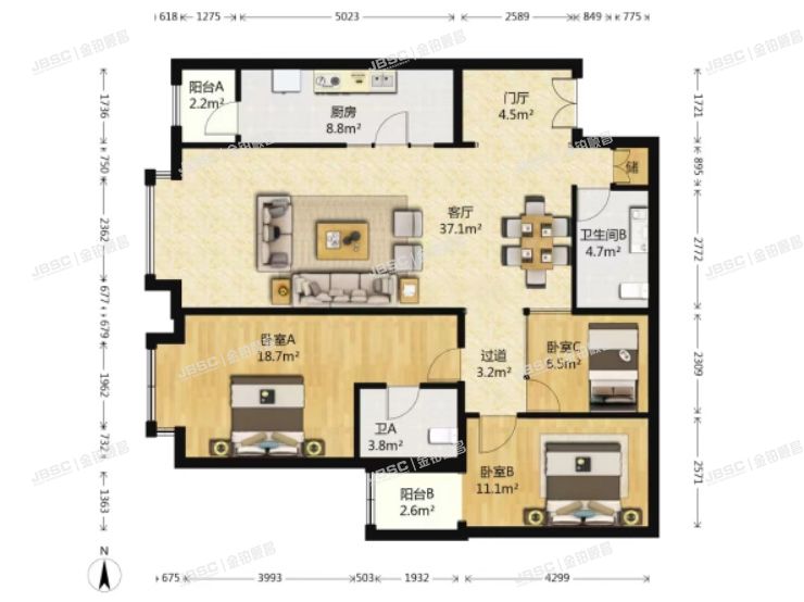 通州区 八里桥南街68号8号楼11层1208室（京贸国际公寓）