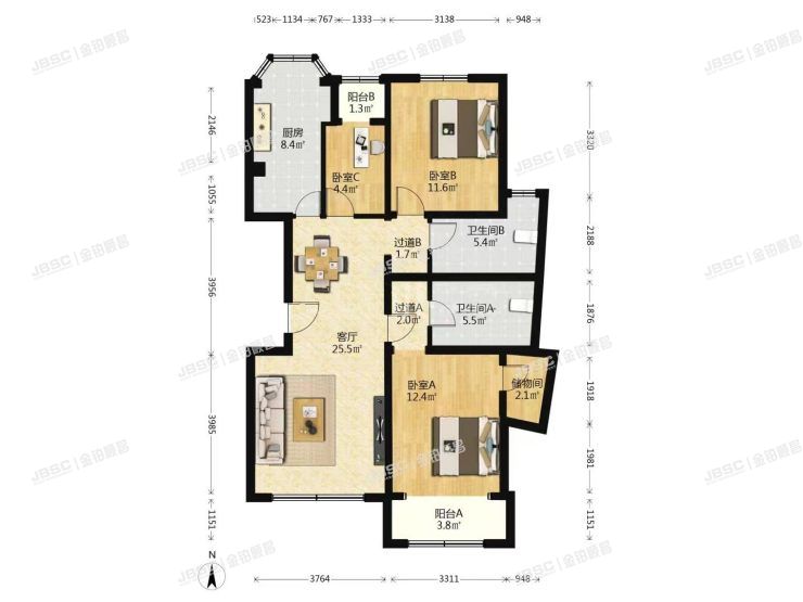 大兴区 云龙家园3号楼3单元203室
