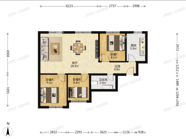 朝阳区 东坝中路30号院4号楼16层1单元1901室（金泰丽富嘉园）