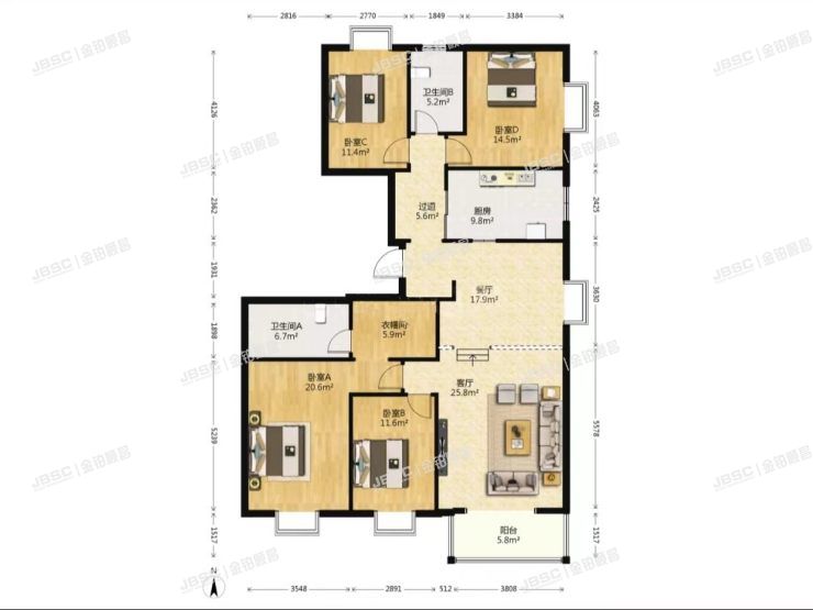 朝阳区 青年路29号院14号楼1单元901室（华纺易城）