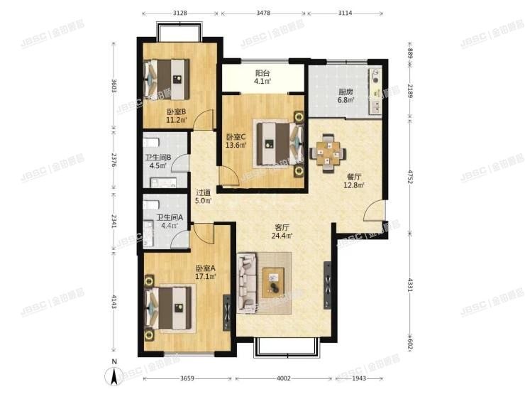 石景山区 西黄新村西里8号楼18层2单元2003室（雍景四季）