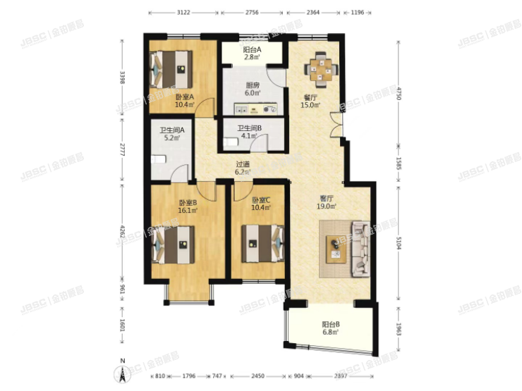 房山区 汇丰街4号院24号3单元201室（世界名园）