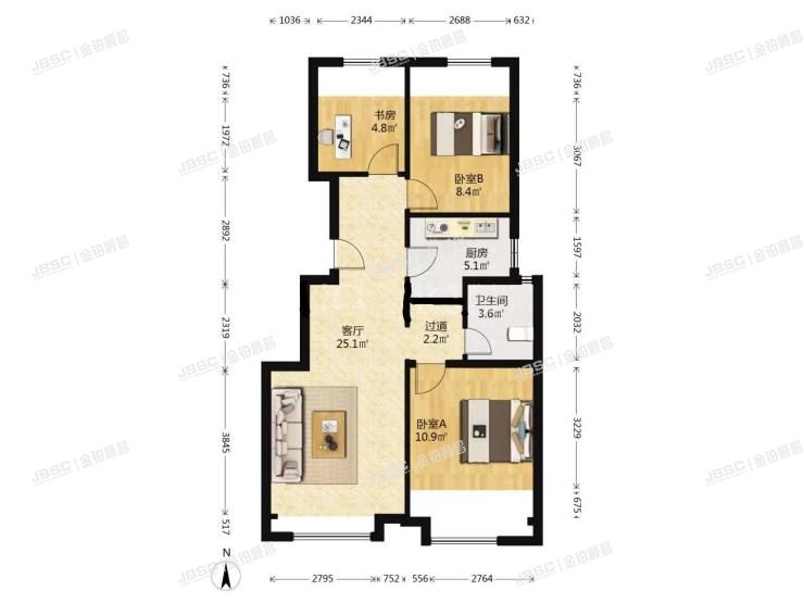 房山区 悦都新苑二区14号楼1层3单元102室（首创新悦都）