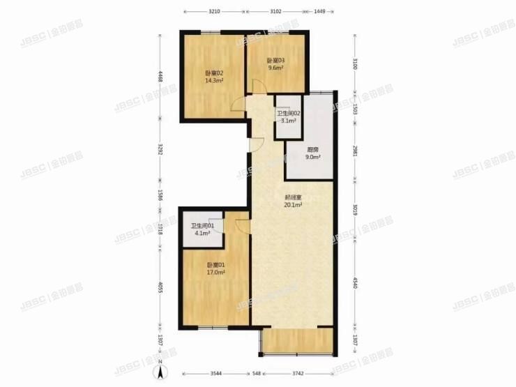 丰台区 程庄路8号院9号楼17层3单元1701室（彩虹家园）
