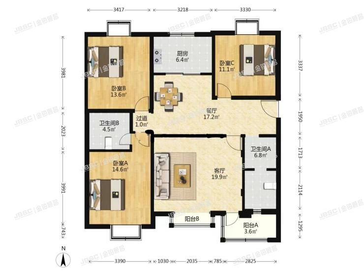 石景山区 古城大街75号院1号楼24层1单元2407号(曦景长安)