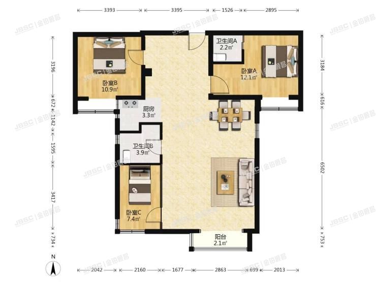 丰台区 梅市口路15号院3号楼21层2-2102室（西府景园）