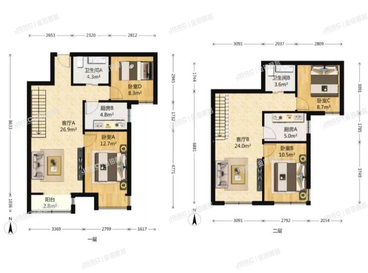 门头沟区 惠民家园二区30号楼11至12层1单元1103室  复式