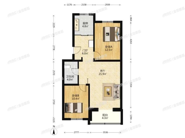 房山区 燕化星城健德四里23号楼2层7-201室