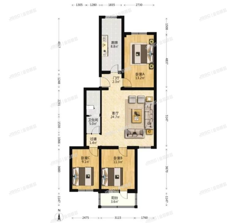 大兴区 小康家园3号楼3层4-301室