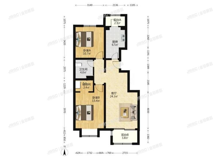 房山区 拱辰街道天星街2号院1号楼8层7单元902室（绿地花都苑）