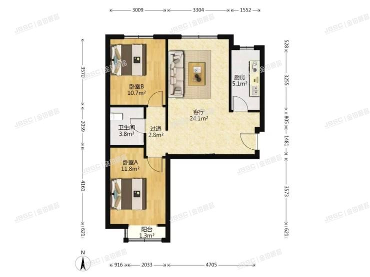 大兴区 圣和巷8号院3号楼14层1单元1705室（东亚康和名居）