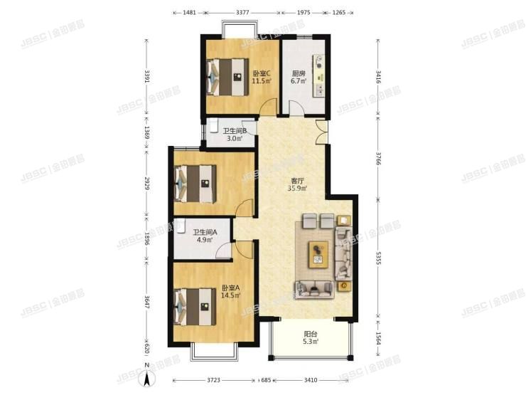 石景山区 八宝山南路京汉旭城家园8号楼15层3单元1502号