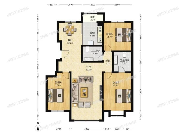 丰台区 小屯西路109号院8号楼6层3单元602室（万科中粮假日风景）