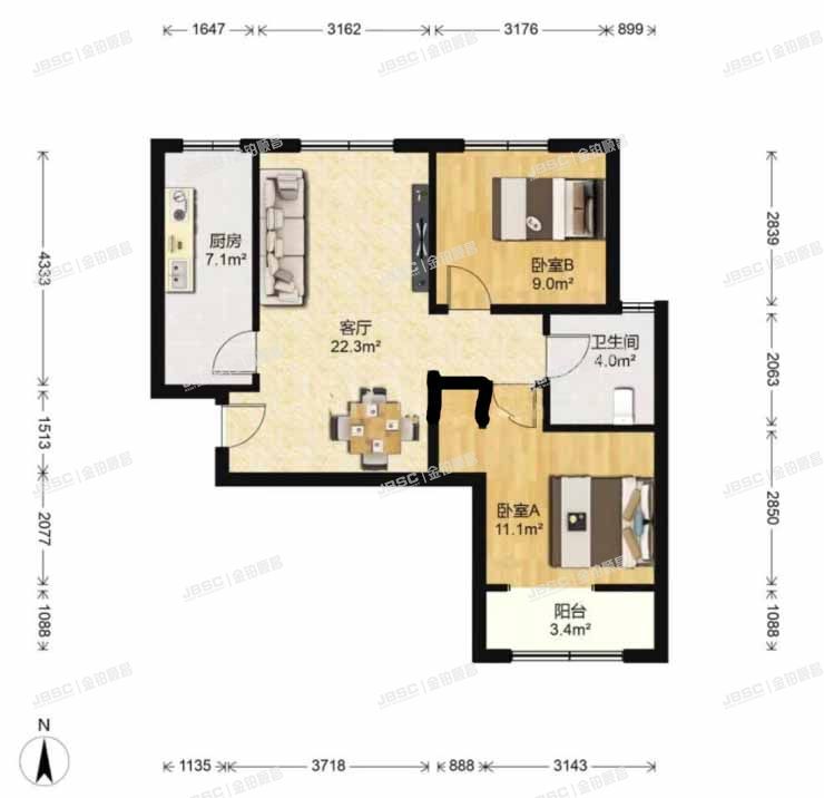 大兴区 欣清南巷5号院4号楼1层2单元104室（鸿坤理想城七期）