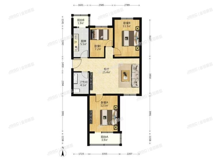 大兴区 康盛园3号楼9层3-901室
