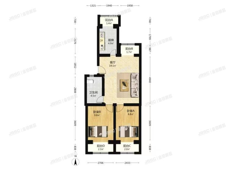 门头沟区 向阳东里8号楼-1层6单元D102号